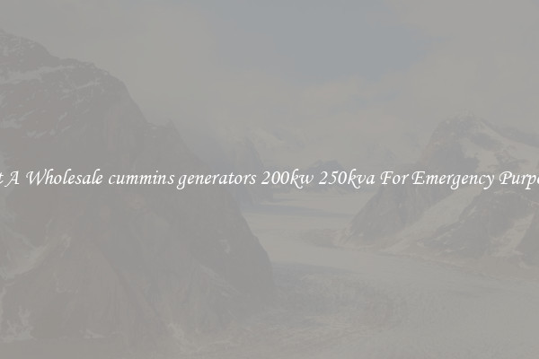 Get A Wholesale cummins generators 200kw 250kva For Emergency Purposes