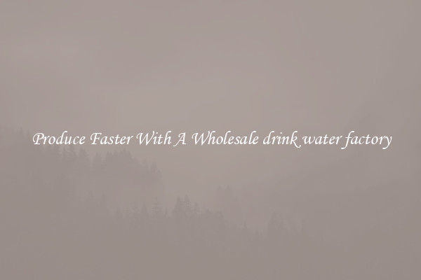 Produce Faster With A Wholesale drink water factory